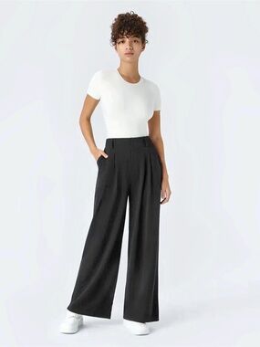 Halara Flex™ High Waisted Wide Leg Waffle Work Pants Wide Leg Pants in Black#39
